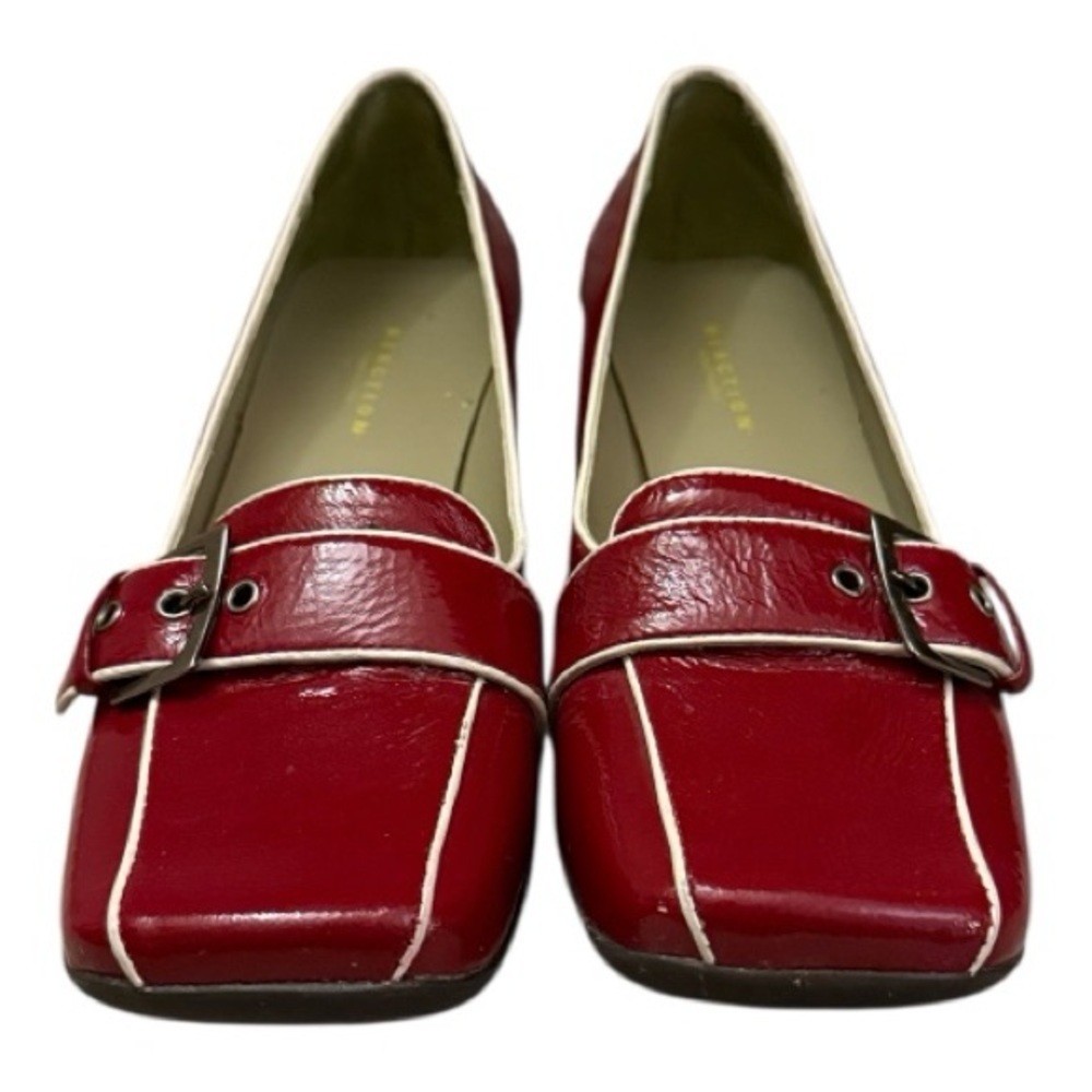 “Kenneth Cole Reaction Joan Shark Red Buckle Square-Toe Loafers - Picture 2 of 7